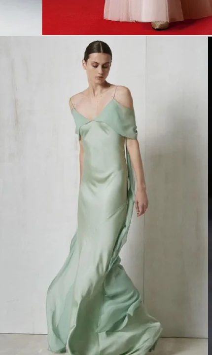 Sage satin dress